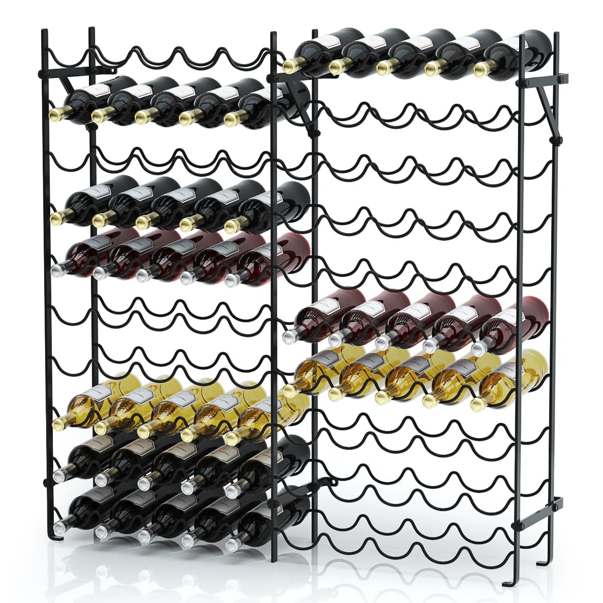 Porte-Bouteilles en Métal Support de Rangement pour Vin Stable Salle à Manger 10 Niveaux Casier à Vi